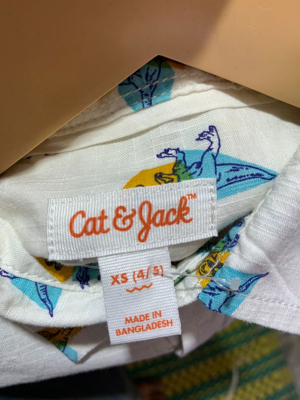 Cat & Jack Boys Dinosaur Pizza & Ice Cream Graphic Button-Down Shirt - Size XS (4/5) AB1