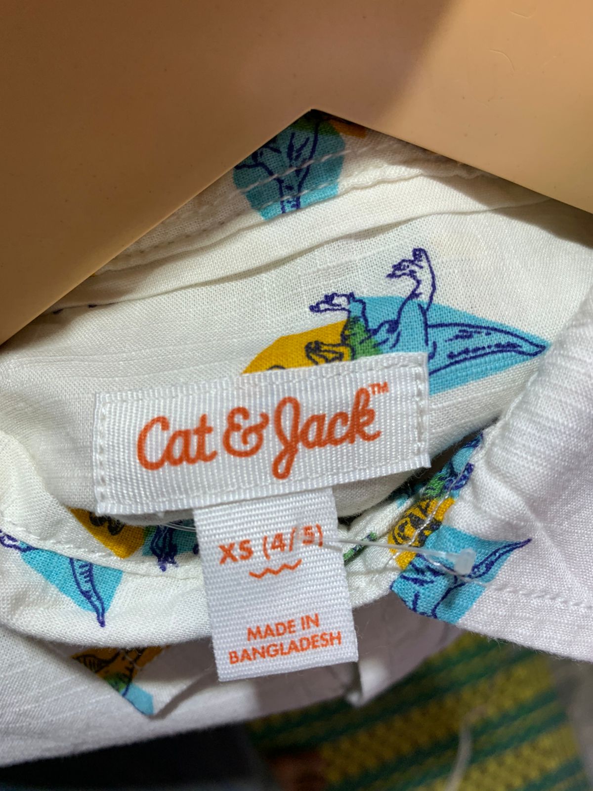 Cat & Jack Boys Dinosaur Pizza & Ice Cream Graphic Button-Down Shirt - Size XS (4/5) AB1