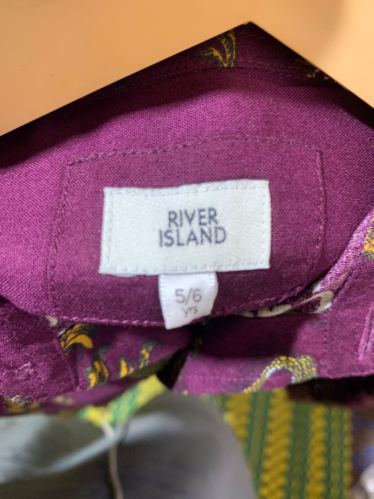 River Island Boys Plum Purple Geometric Print Long-Sleeve Shirt - Size Estimated Age 5-6 Years AB1