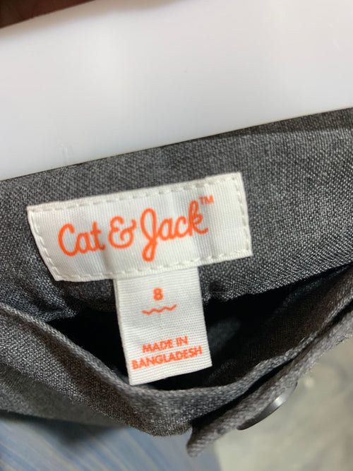 Cat & Jack Boys Grey Flat-Front Dress Pants - Size 8 AB1