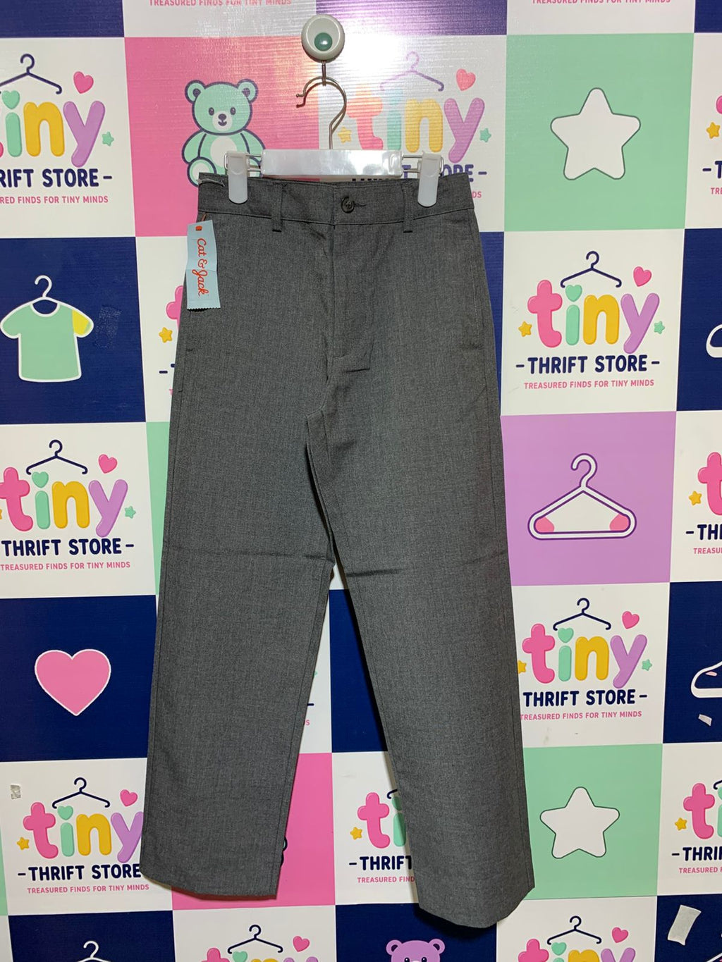 Cat & Jack Boys Grey Flat-Front Dress Pants - Size 8 AB1