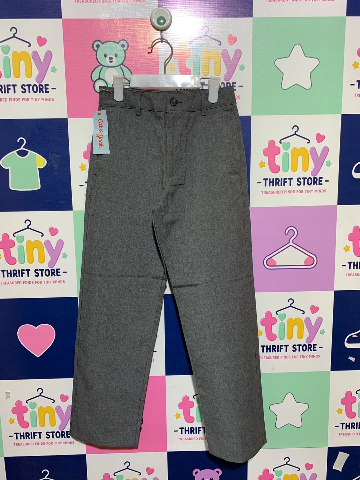 Cat & Jack Boys Grey Flat-Front Dress Pants - Size 8 AB1