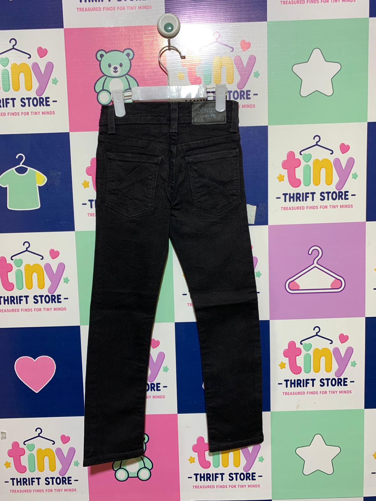 Denizen from Levi's Boys Jet Black Skinny Fit Denim Jeans - Size 7 AB1