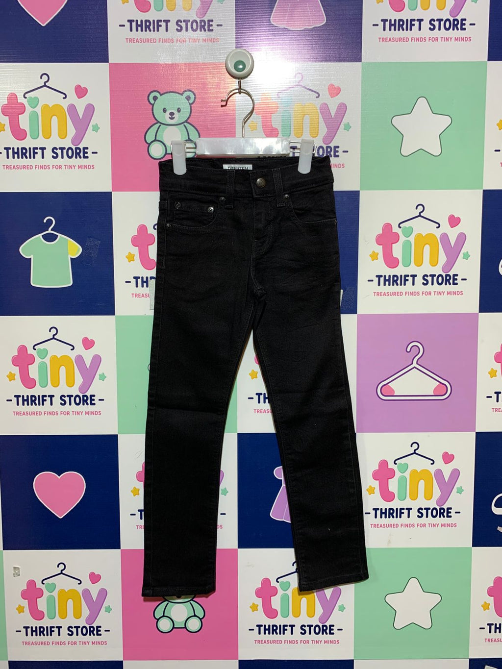 Denizen from Levi's Boys Jet Black Skinny Fit Denim Jeans - Size 7 AB1