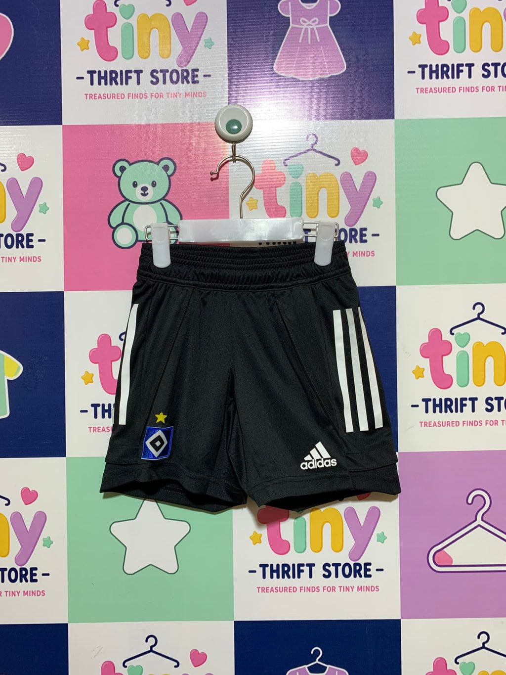 Adidas Boys Core Black 3-Stripes Training Shorts - Size 7-8Y AB1