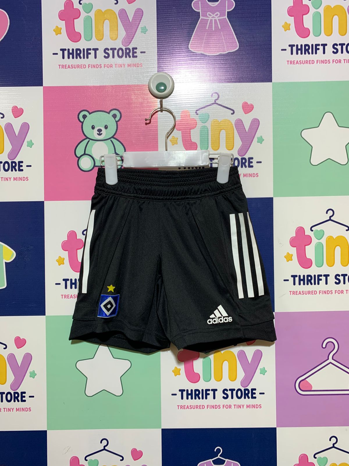 Adidas Boys Core Black 3-Stripes Training Shorts - Size 7-8Y AB1