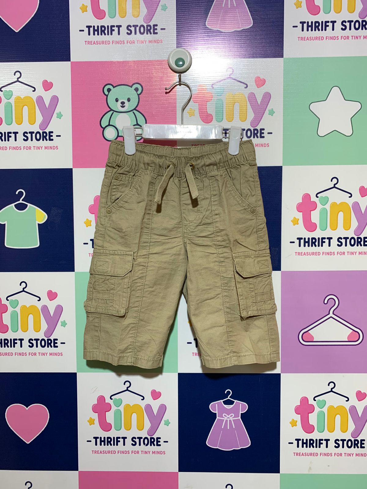 Topolino Boys Khaki Ripstop Cargo Shorts - Size 122 (Estimated Age 6-7Y) AB1