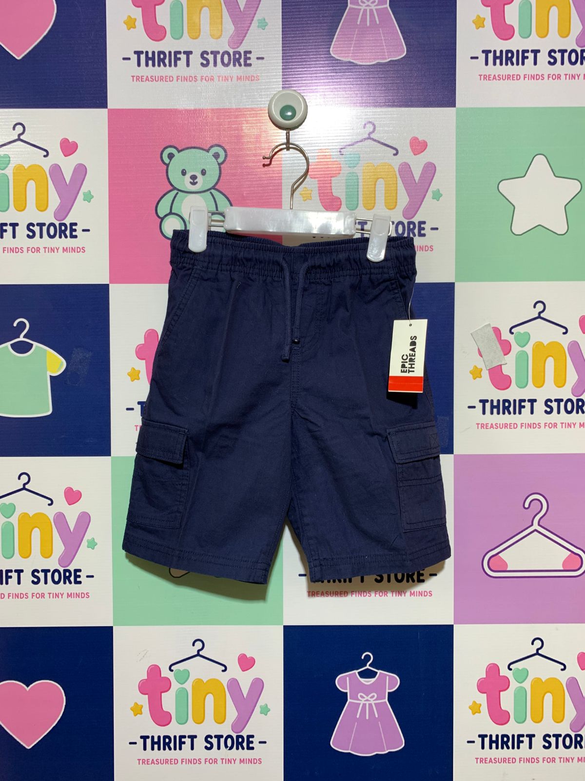 Epic Threads Boys Navy Blue Twill Cargo Shorts - Size 7 (Brand New with Tags) AB1
