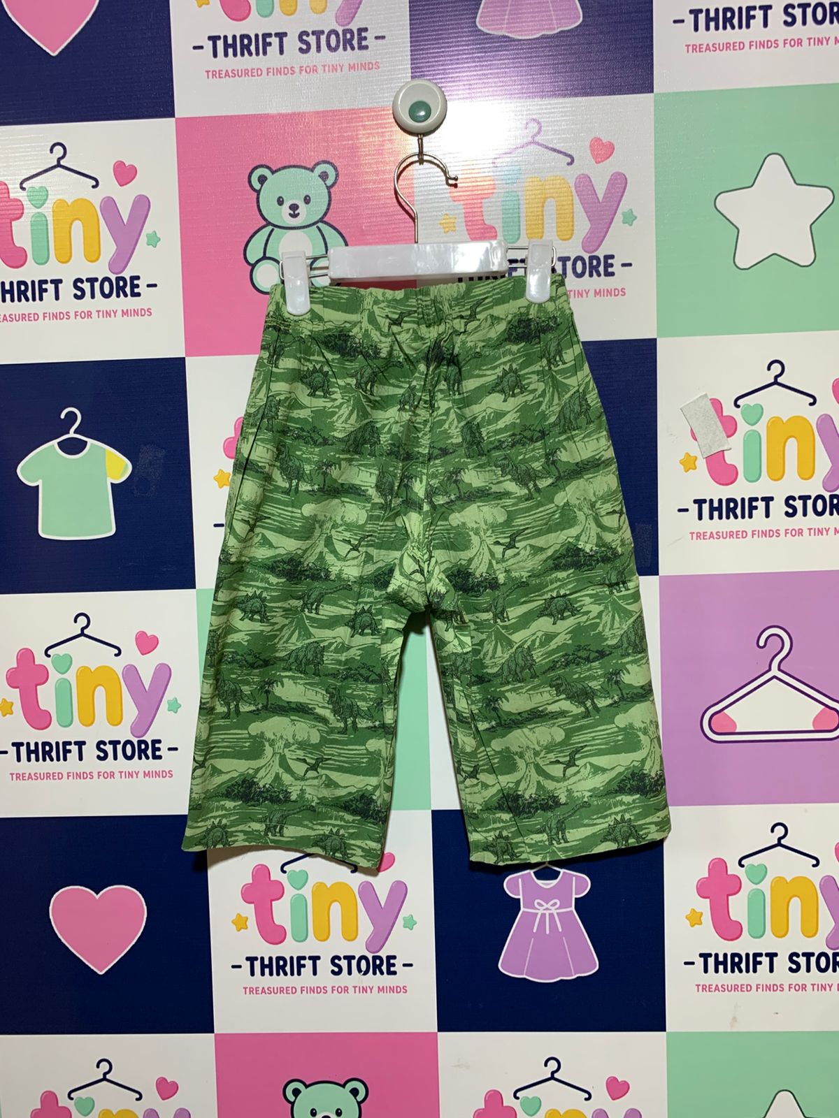 Uniqlo Kids Discovery Expedition Dinosaur Print Green Shorts - Size 130 (7-8Y) AB1