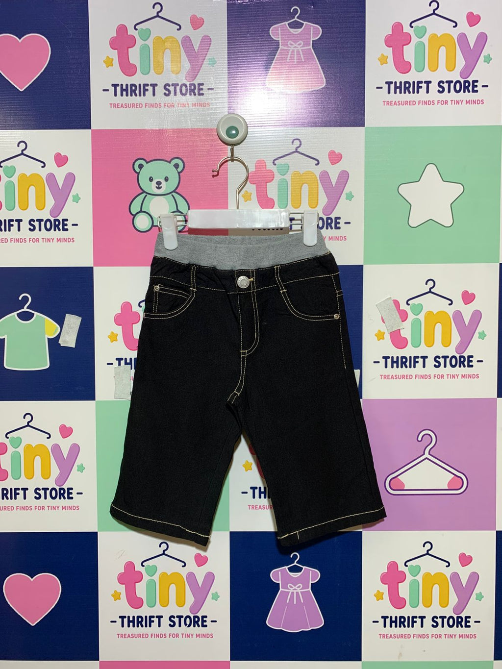 Boys Dark Wash Comfort Waist Denim Shorts - Size 130 (Estimated Age 7-8Y) AB1
