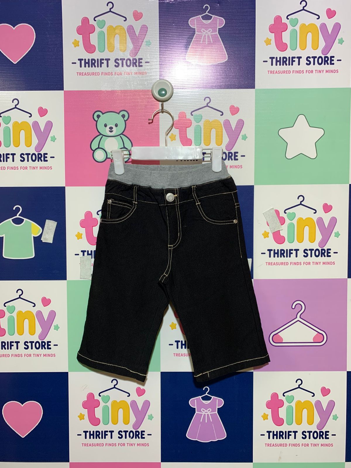 Boys Dark Wash Comfort Waist Denim Shorts - Size 130 (Estimated Age 7-8Y) AB1