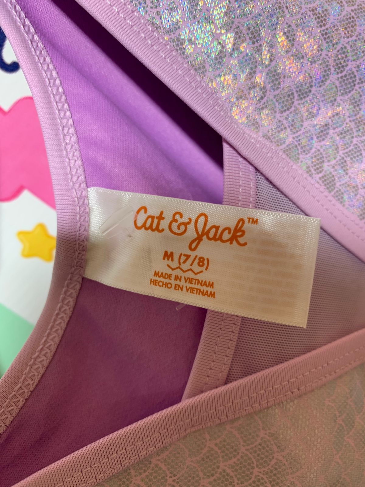 Cat & Jack Girls Shimmering Lavender Mermaid Scale Gymnastics Leotard - Size M (7/8) Estimated Age 7-8 Years AB1