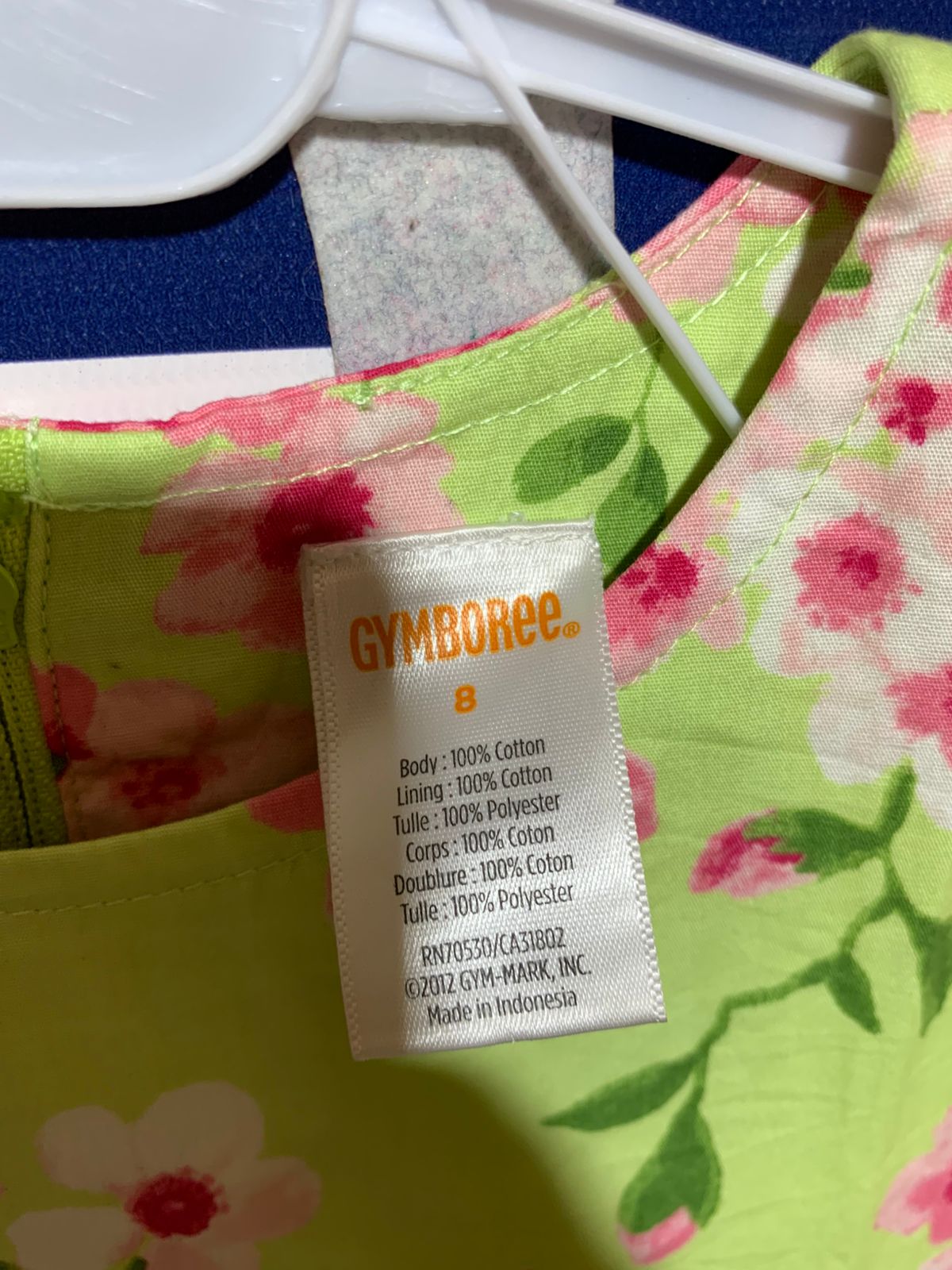 Gymboree Girls Lime Green Pink Floral Cotton Party Dress - Size Estimated Age 8 Years AB1