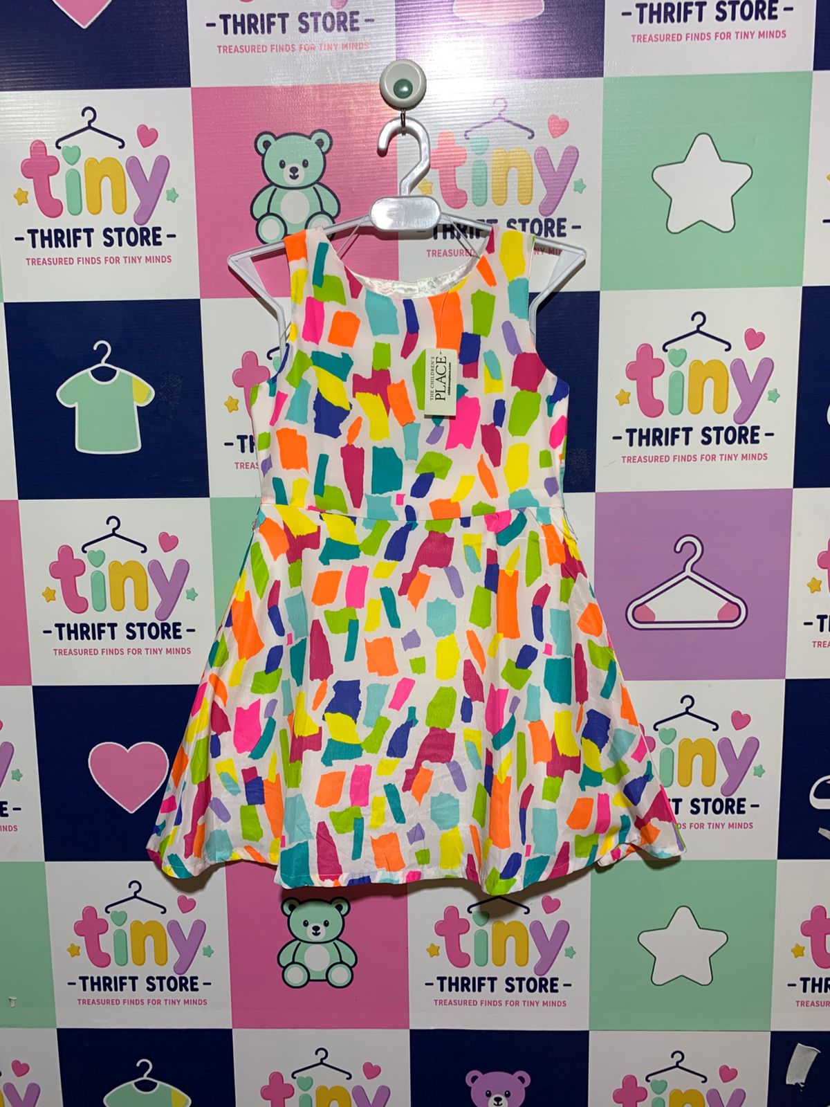 The Children's Place Girls Multi-Color Abstract Paint Stroke Dress - Size Estimated Age 8 Years AB1
