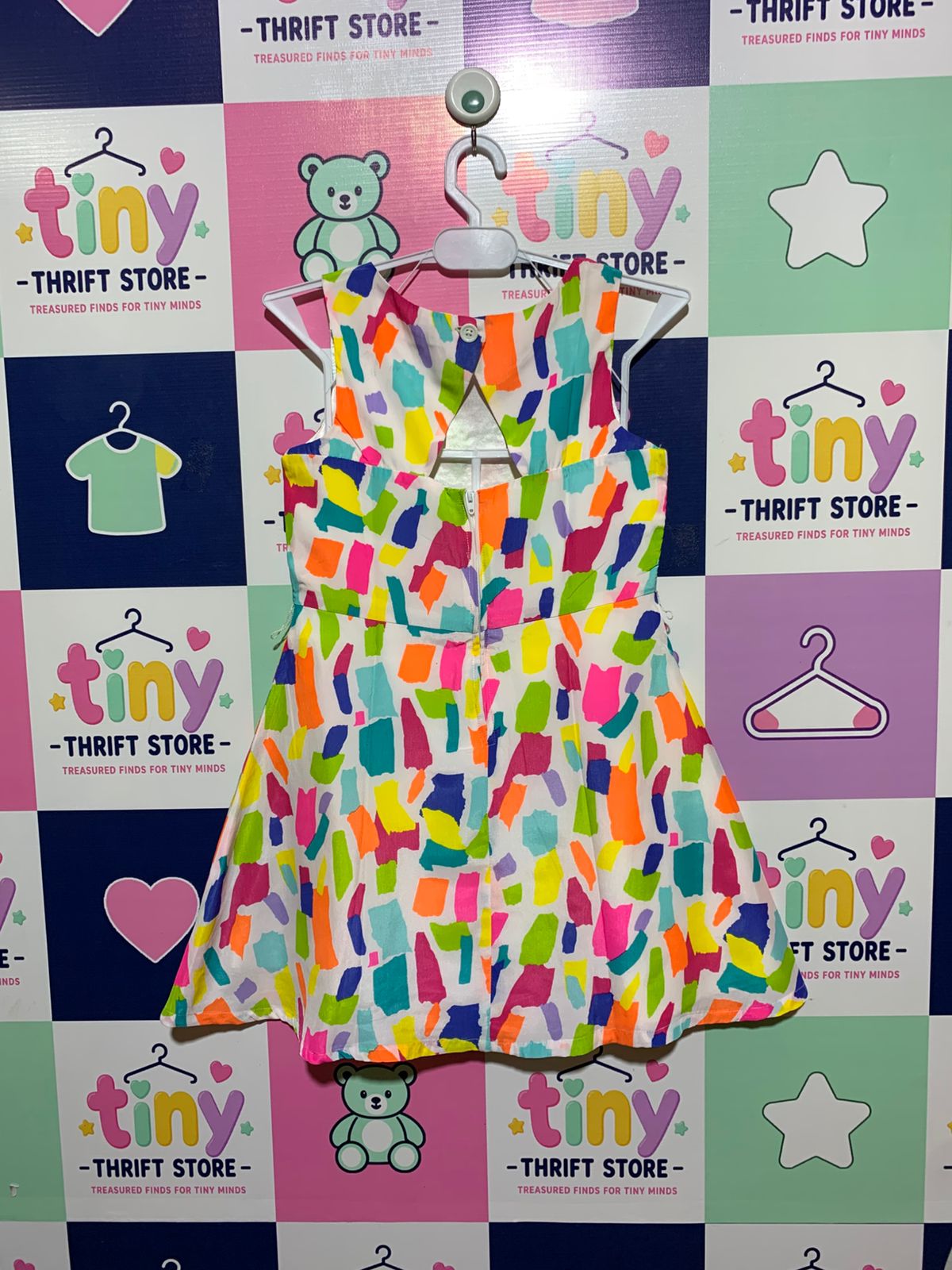 The Children's Place Girls Multi-Color Abstract Paint Stroke Dress - Size Estimated Age 8 Years AB1