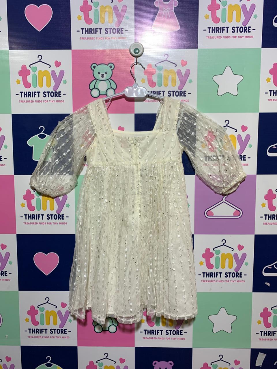 Wonder Nation Girls Cream Shimmering Celestial Mesh Party Dress - Size Estimated Age 8 Years AB1