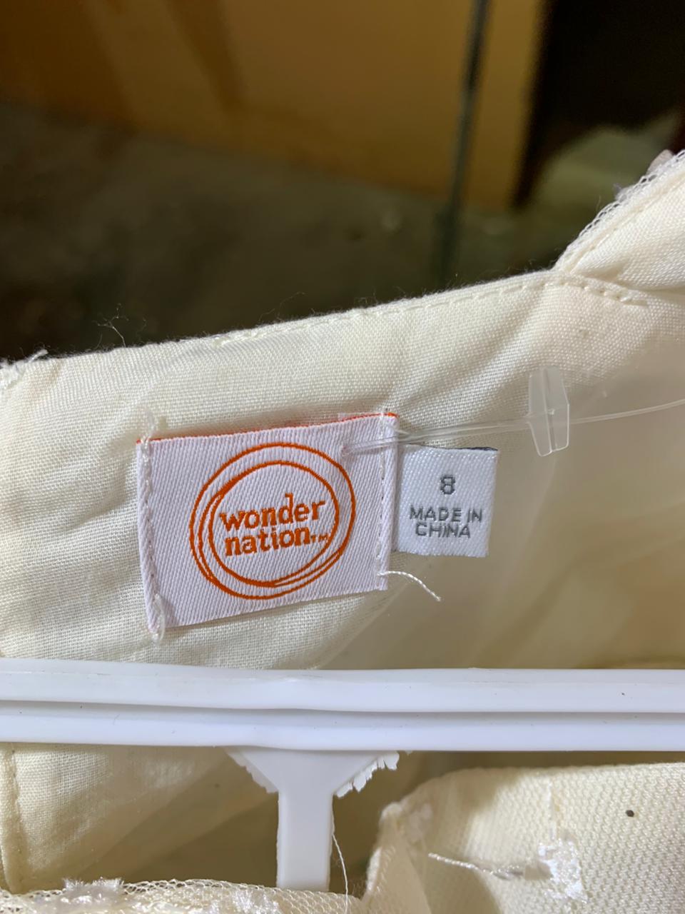 Wonder Nation Girls Cream Shimmering Celestial Mesh Party Dress - Size Estimated Age 8 Years AB1
