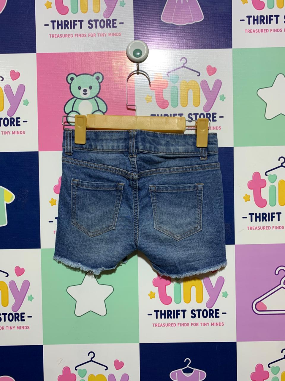 Cat & Jack Girls Distressed Super Stretch Denim Shorts - Size Estimated Age 7-8 Years AB1