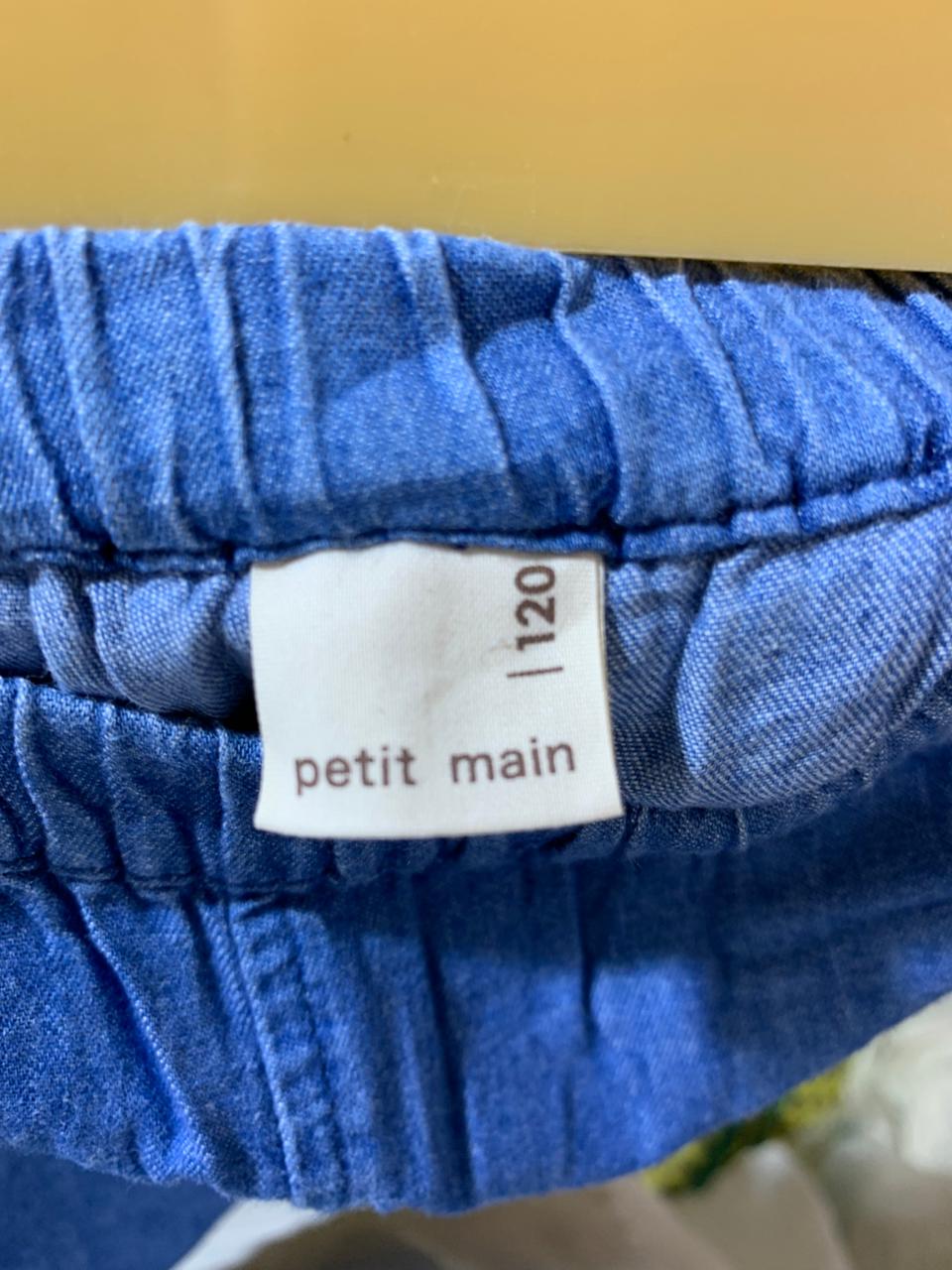 Petit Main Girls Medium Wash Chambray Ruffle Hem Shorts - Size Estimated Age 6–7 Years AB1