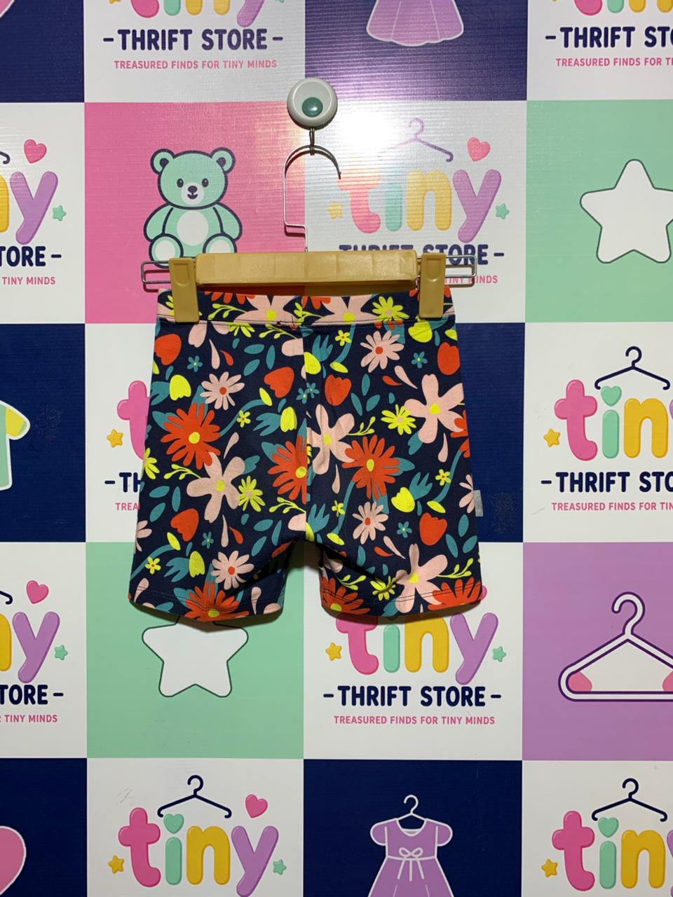 Member's Mark Girls Navy Floral "Cartwheel" Bike Shorts - Size Estimated Age 7-8 Years AB1