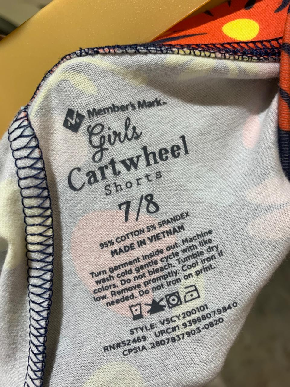 Member's Mark Girls Navy Floral "Cartwheel" Bike Shorts - Size Estimated Age 7-8 Years AB1