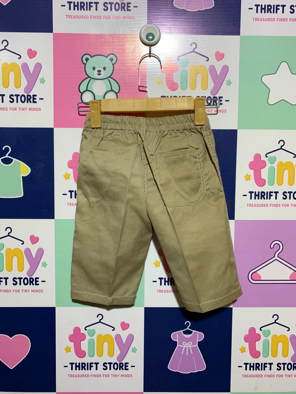 Blue Mart Girls Khaki Floral Embroidered Chino Shorts - Size Estimated Age 6–7 Years AB1