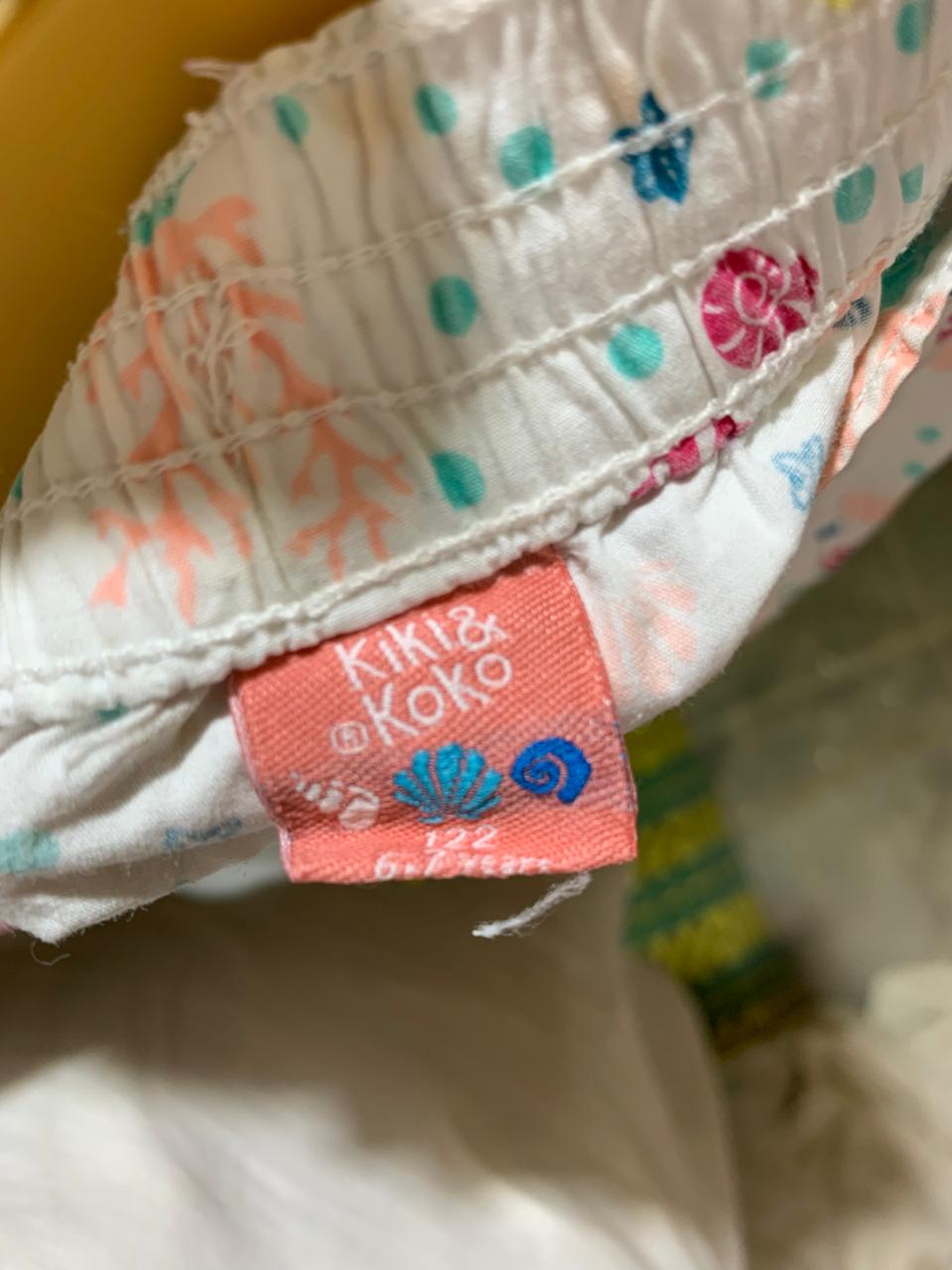 Kiki & Koko Girls White "Ocean Wonders" Seashell & Coral Shorts - Size Estimated Age 6–7 Years AB1