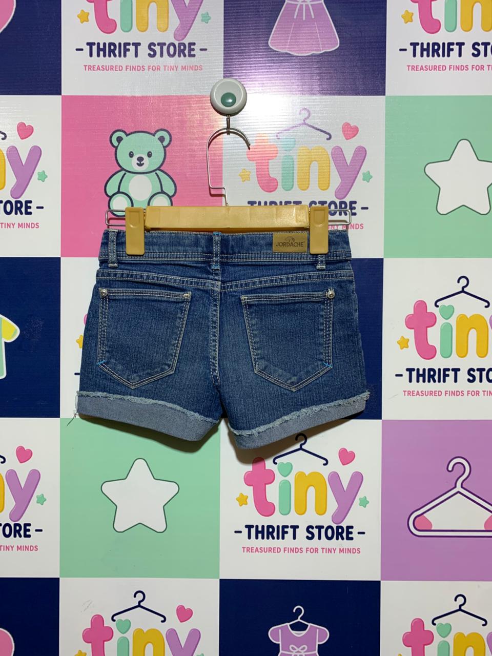 Jordache Girls Medium Wash Turquoise Sequin Denim Shorts - Size Estimated Age 7 Years AB1