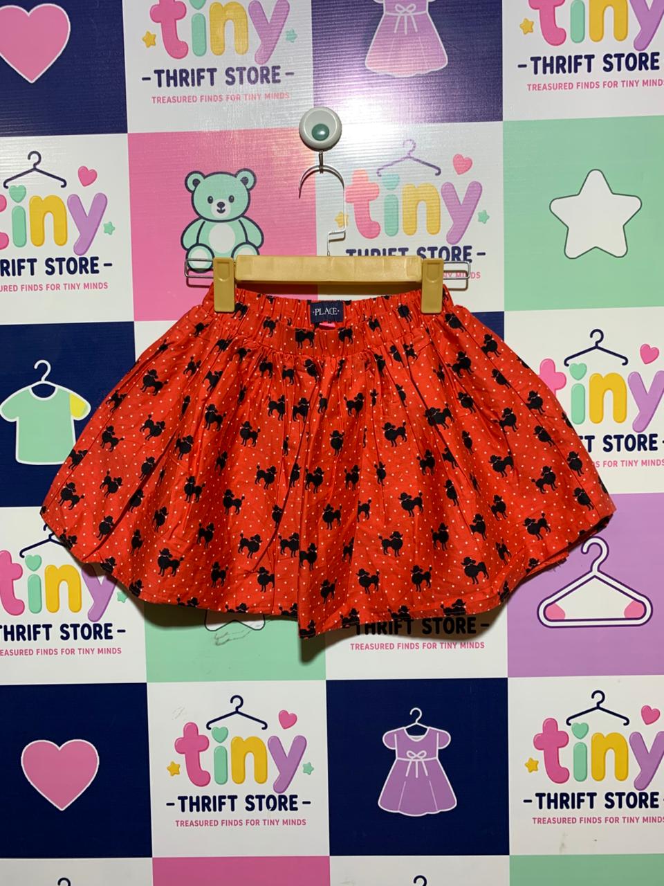 The Children's Place Girls Red "Polka Dot Poodle" Pleated Skirt - Size Estimated Age 7-8 Years AB1