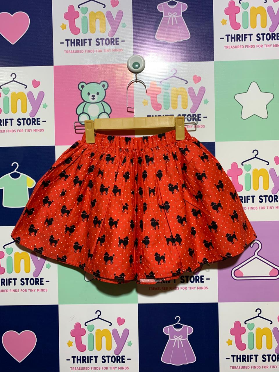 The Children's Place Girls Red "Polka Dot Poodle" Pleated Skirt - Size Estimated Age 7-8 Years AB1