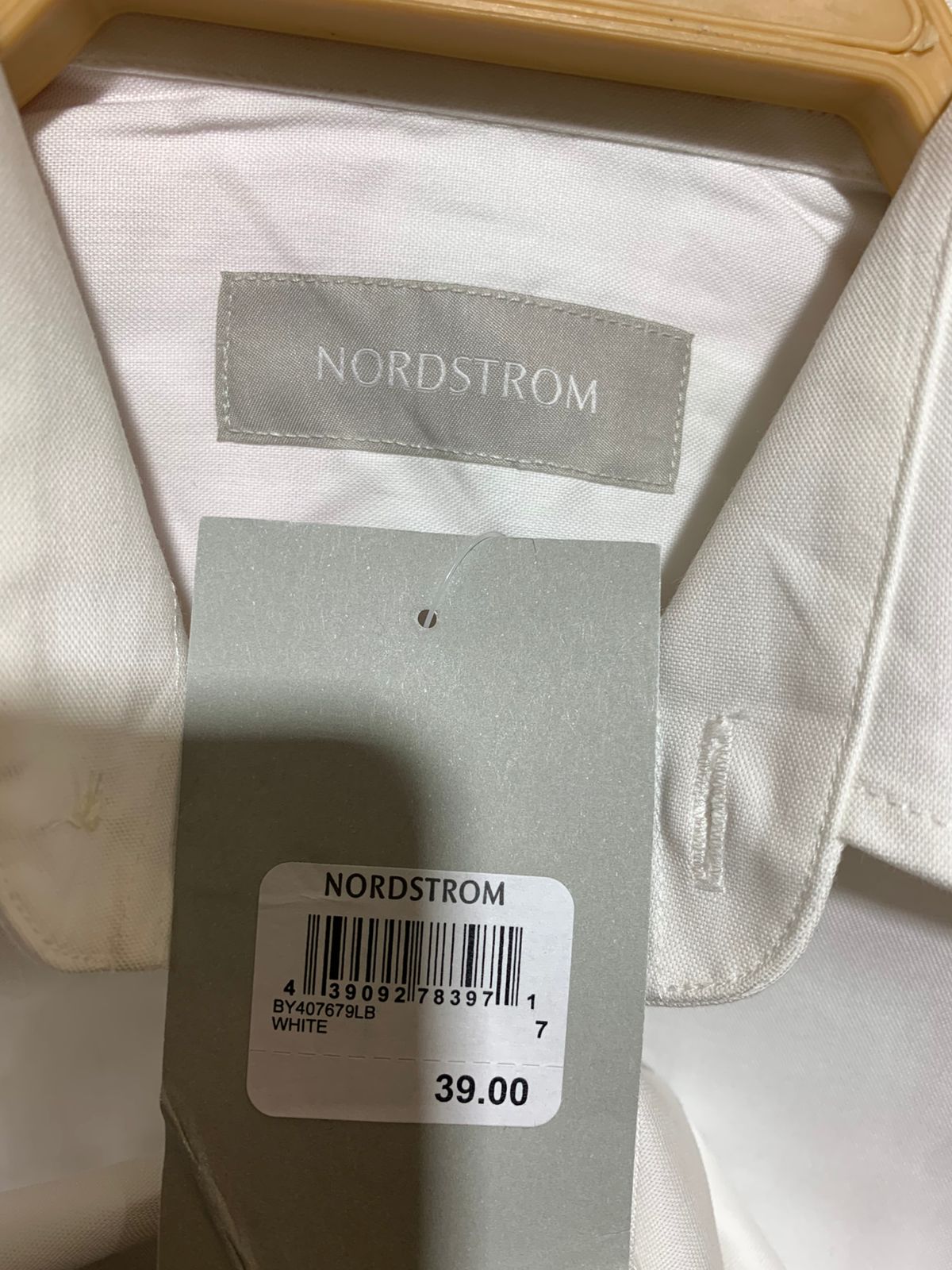 Nordstrom Boys Classic White Long-Sleeve Button-Down Dress Shirt - Size Estimated Age 7 Years AB1