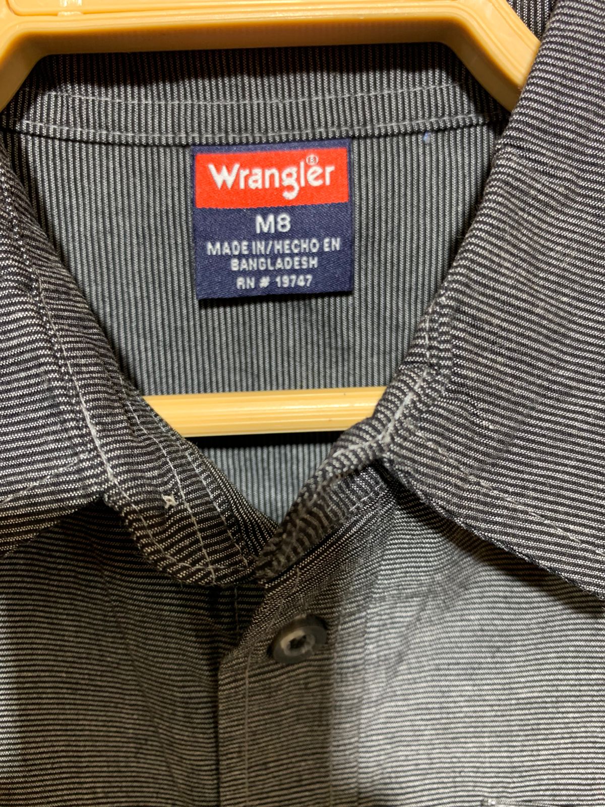 Wrangler Boys Charcoal Grey Micro-Striped Short Sleeve Button-Down - Size 8 Estimated Age 8 Years AB1