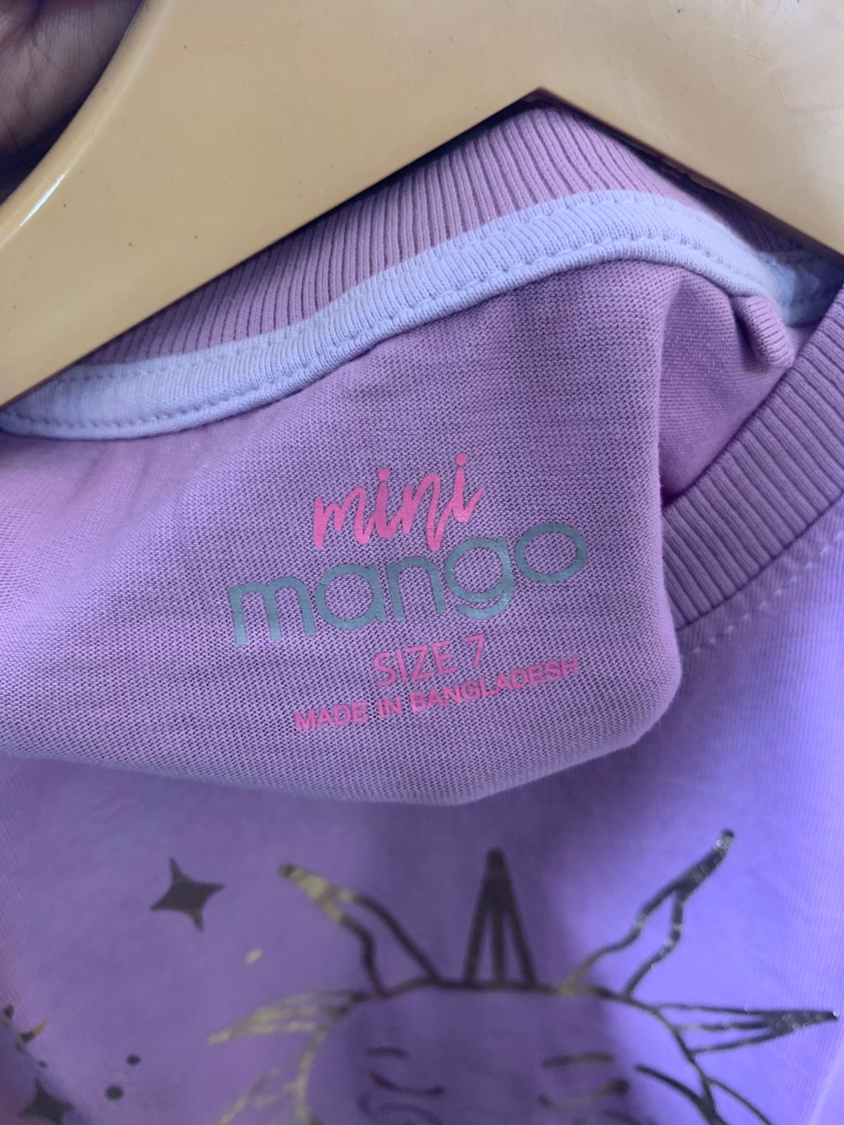 Mini Mango Girls Lavender "Celestial Sun & Moon" Graphic Tee - Size Estimated Age 7 Years AB1