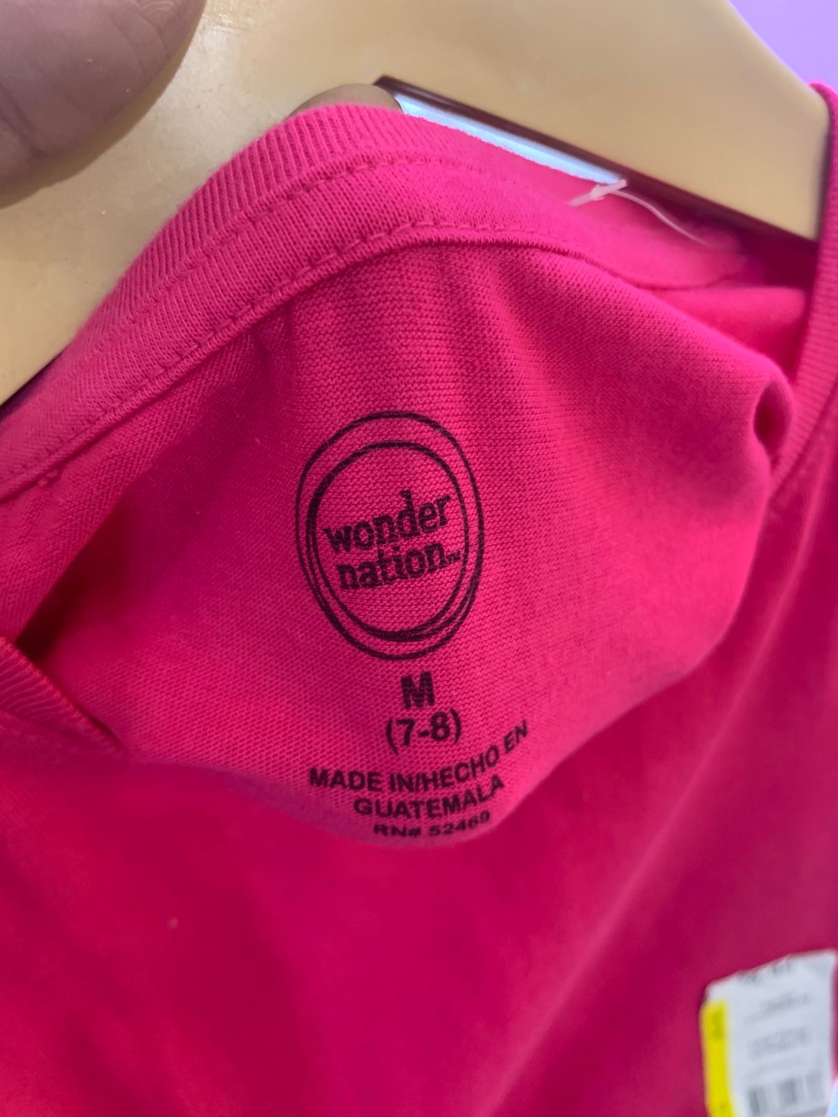 Wonder Nation Girls' Fuchsia Pink "Fade Resistant" Short Sleeve Crew Neck Tee - Size M (7-8) AB1