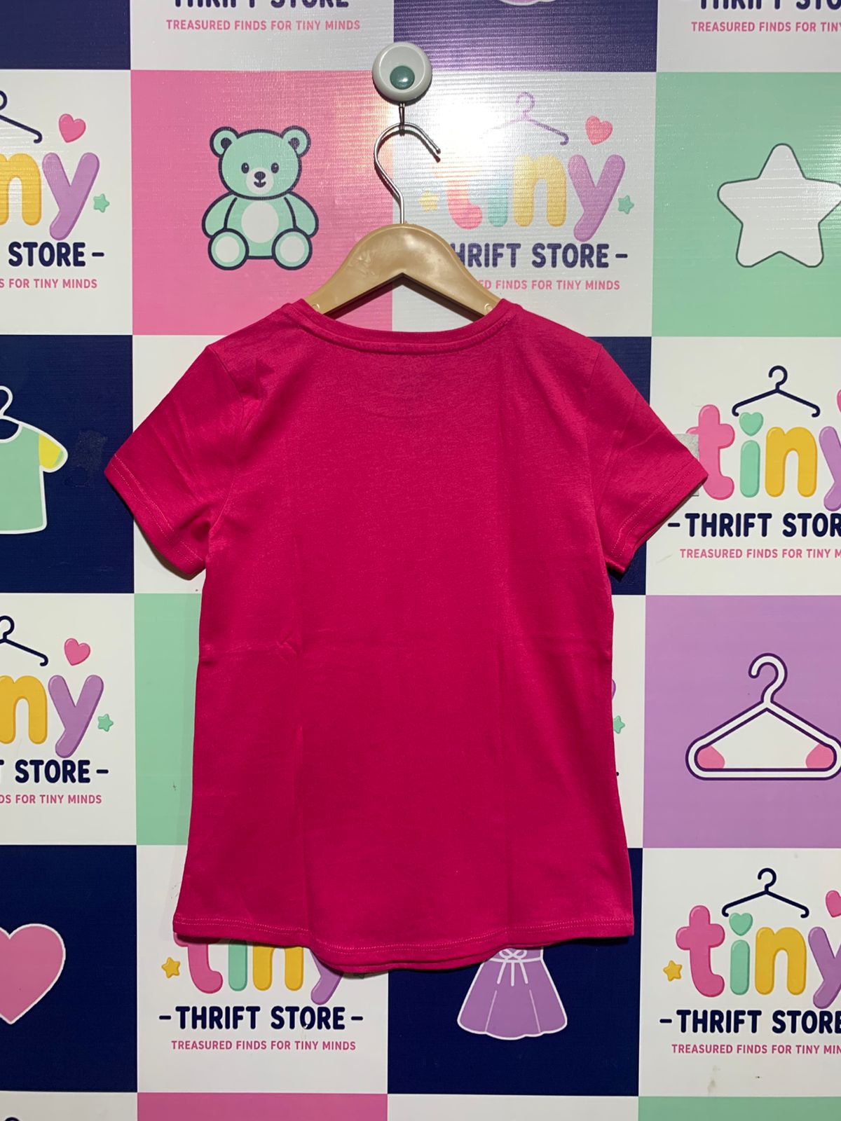 Wonder Nation Girls' Fuchsia Pink "Fade Resistant" Short Sleeve Crew Neck Tee - Size M (7-8) AB1
