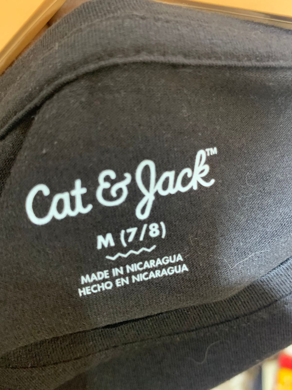 Cat & Jack Girls' Black Rainbow Unicorn Graphic Tee - Size M (7/8) Estimated Age 7-8 Years AB1