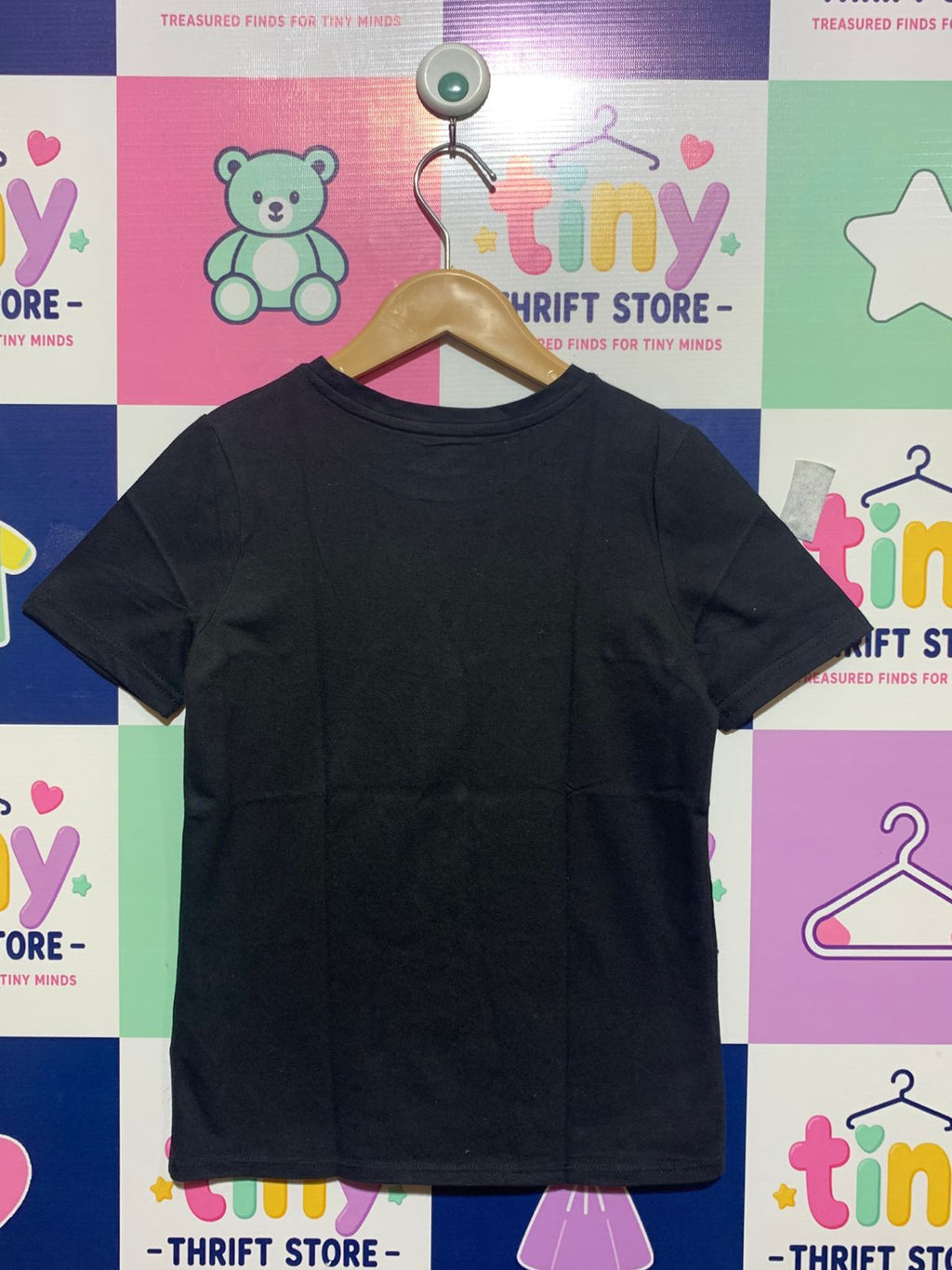 Cat & Jack Girls' Black Rainbow Unicorn Graphic Tee - Size M (7/8) Estimated Age 7-8 Years AB1