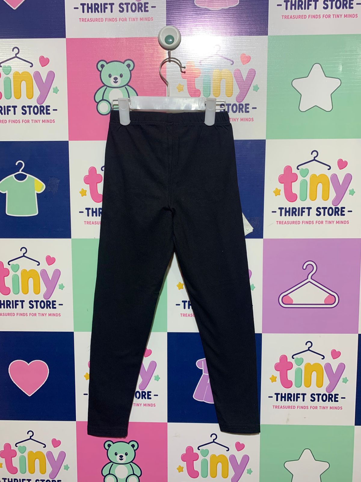 Y.F.K. Girls Essential Solid Black Stretch Leggings - Size 122 Estimated Age 7 Years AB1