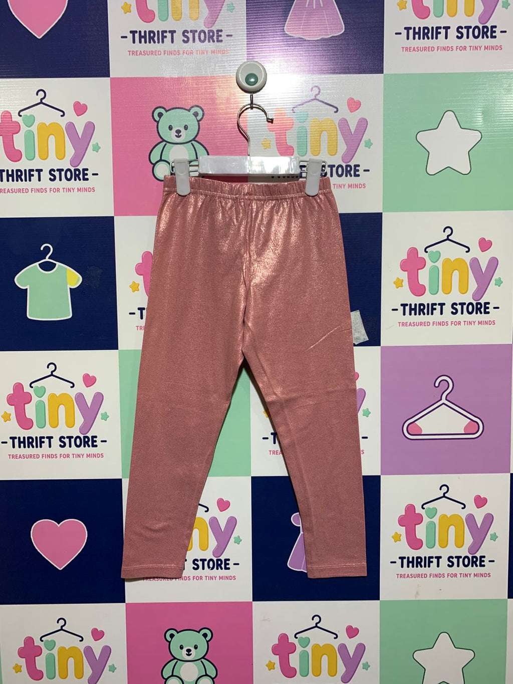 365 Kids by Garanimals Girls Shimmering "Apricot" Metallic Leggings - Size 7 Years AB1