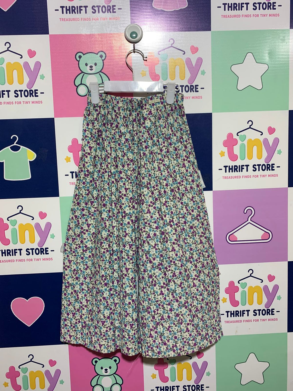 Moda Carina "Little Lady" Floral Plissé Wide-Leg Culottes – Size 130 7 to 8 AB1