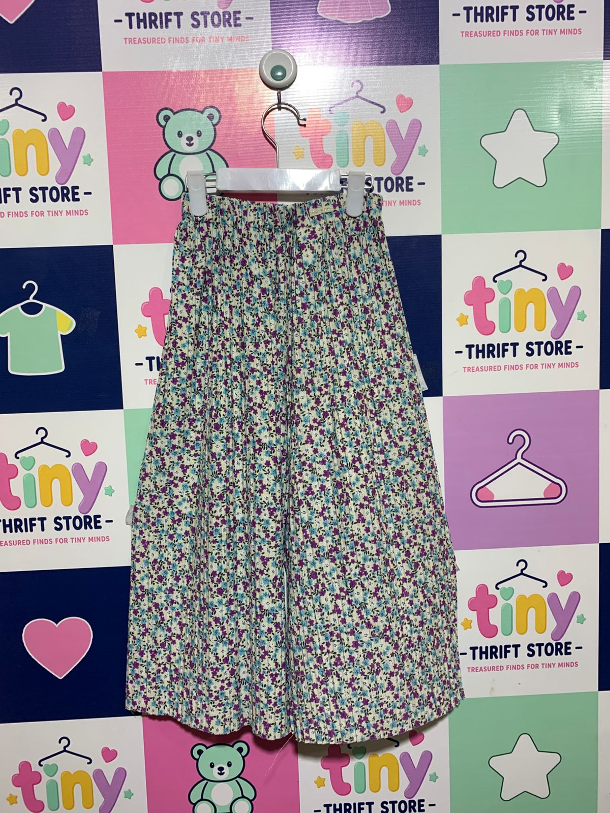Moda Carina "Little Lady" Floral Plissé Wide-Leg Culottes – Size 130 7 to 8 AB1
