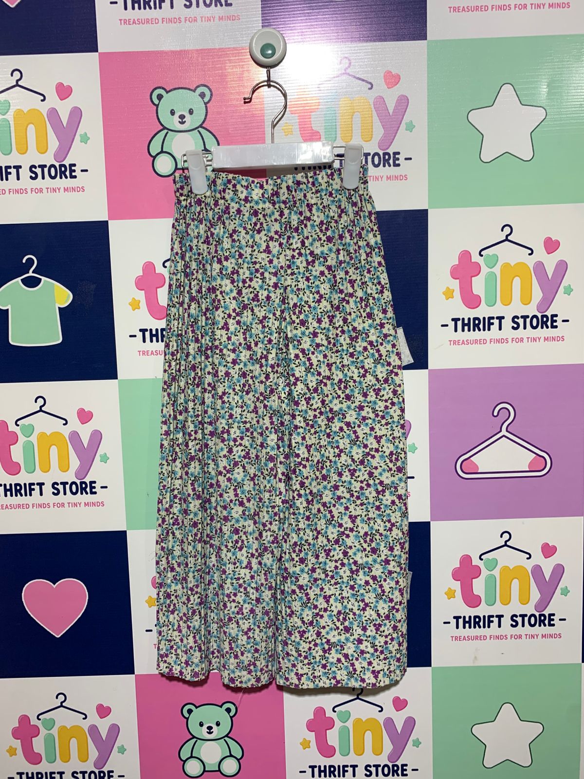 Moda Carina "Little Lady" Floral Plissé Wide-Leg Culottes – Size 130 7 to 8 AB1