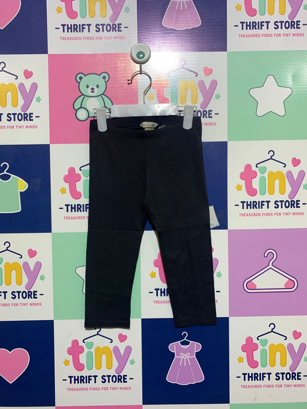 H&M Kids Basic Organic Cotton Black Leggings - Size 6-7Y AB1