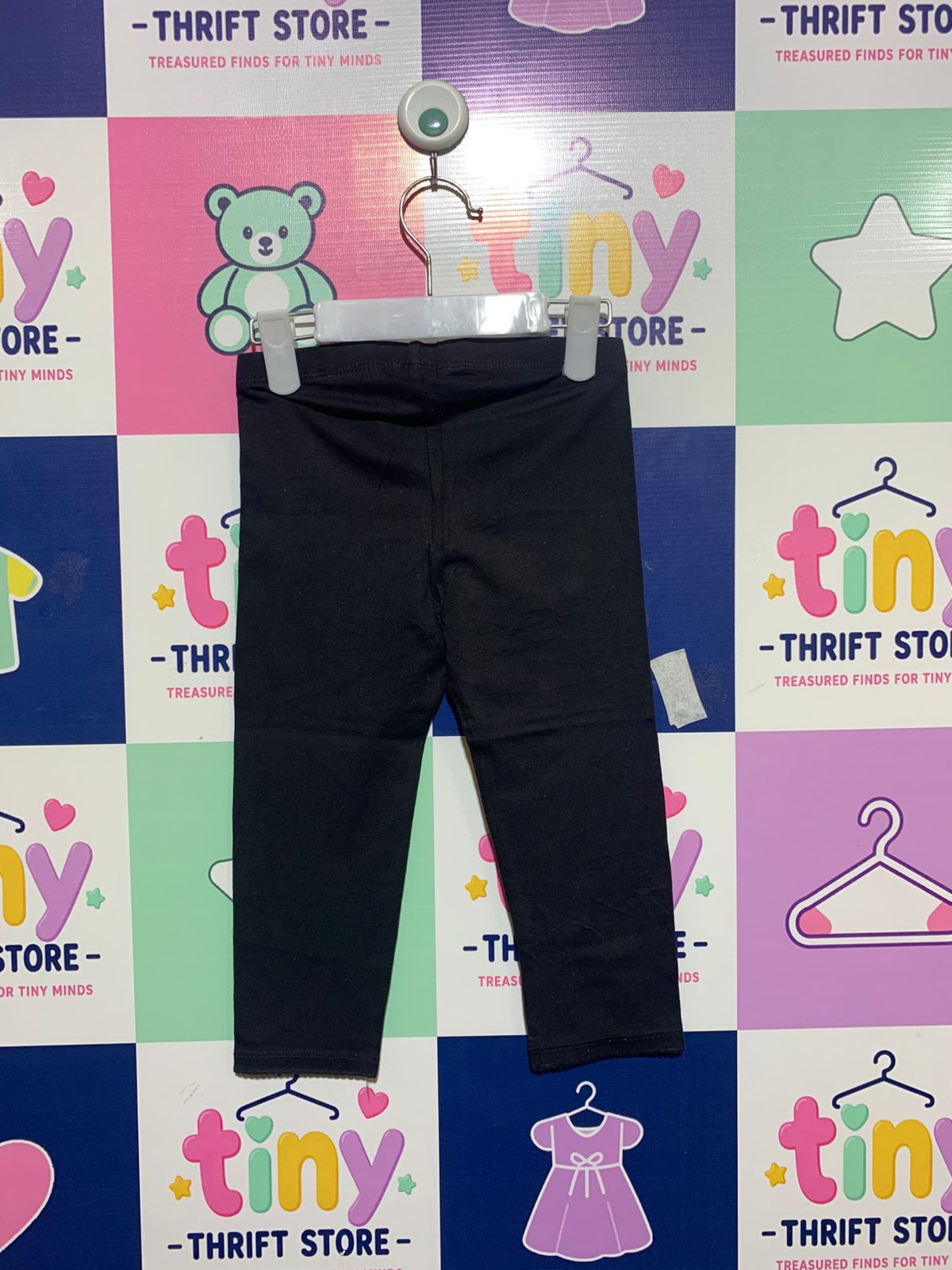 H&M Kids Basic Organic Cotton Black Leggings - Size 6-7Y AB1
