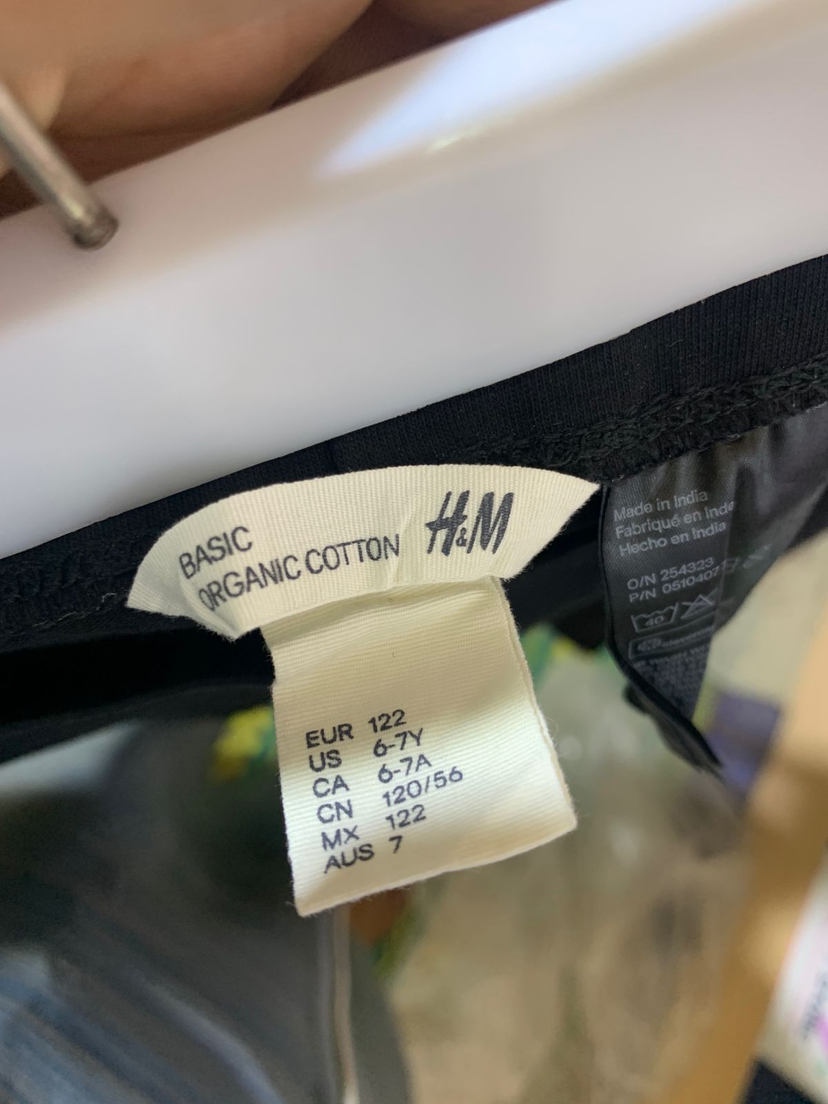 H&M Kids Basic Organic Cotton Black Leggings - Size 6-7Y AB1
