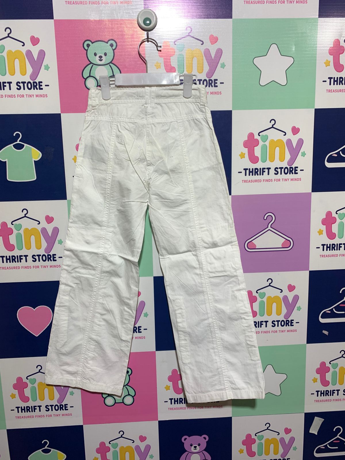 Shiny Girls Pure White Wide-Leg Cargo Trousers - Size Estimated Age 8 Years AB1