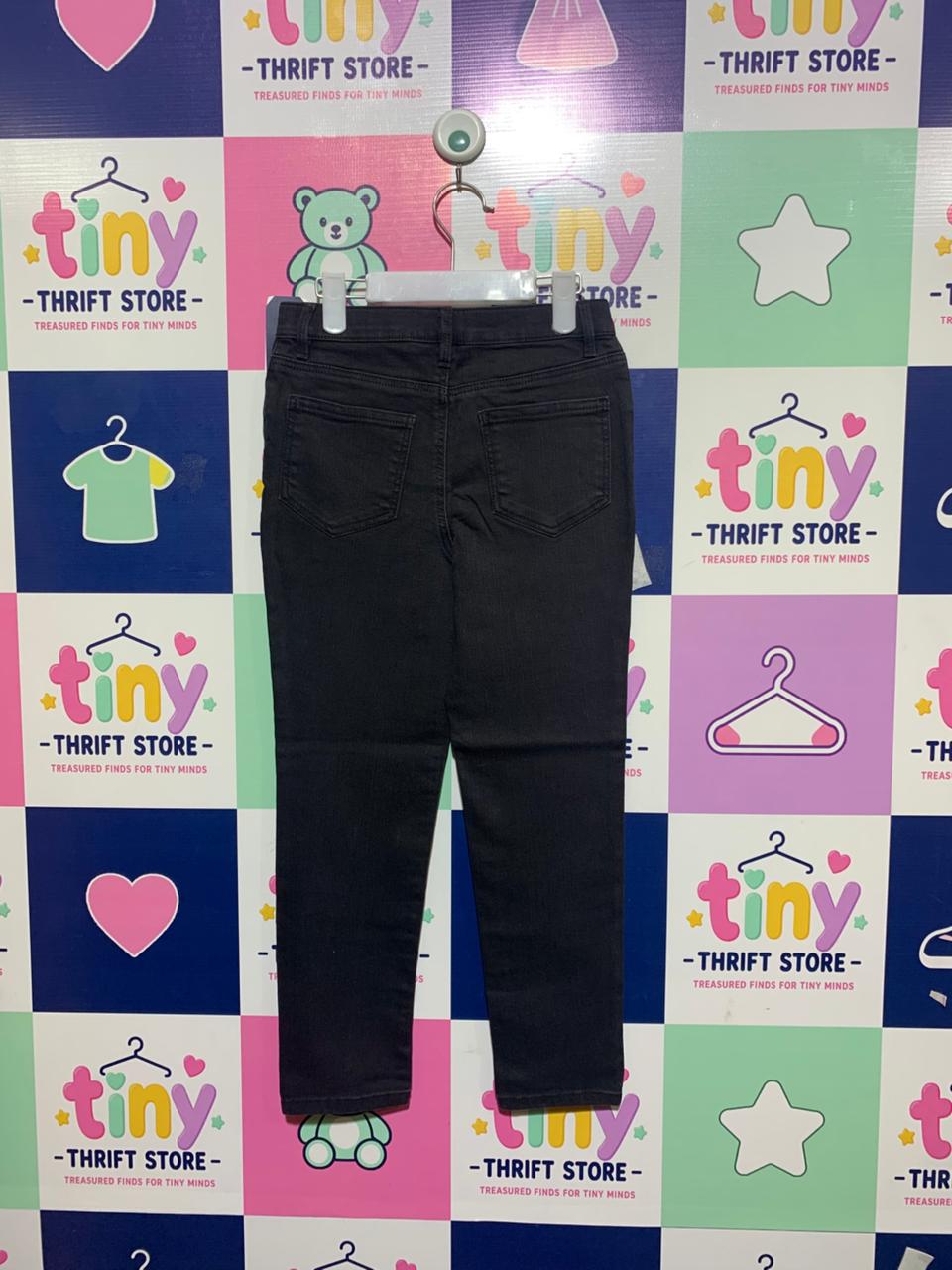 OshKosh B'gosh Girls Washed Black Slim Fit Button-Front Jeggings - Size Estimated Age 7 Years AB1