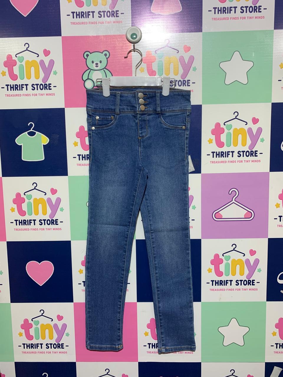 DKNY Girls High-Rise Triple-Button Skinny Jeans - Medium Wash - Size 8 (7-8 Years) AB1