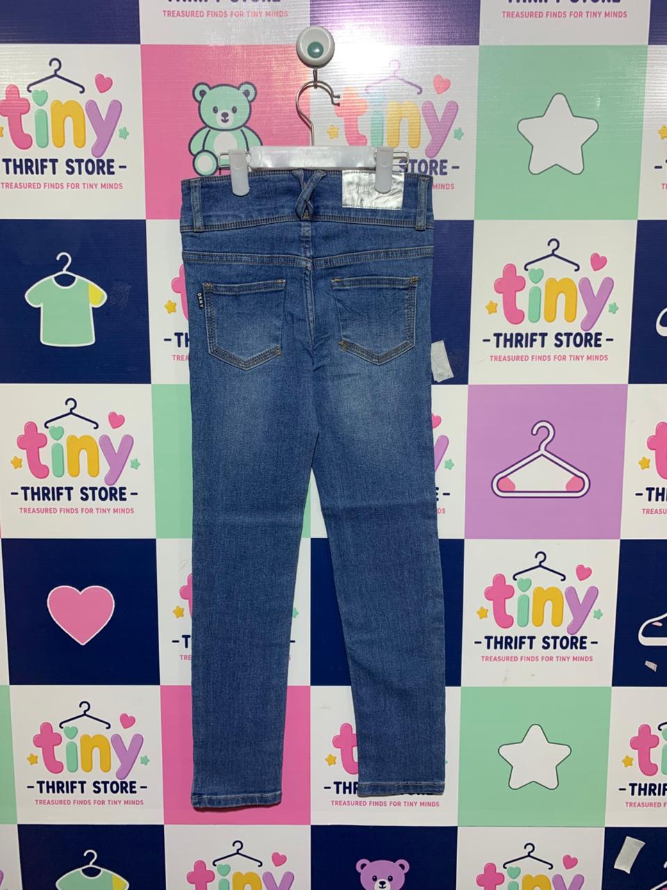 DKNY Girls High-Rise Triple-Button Skinny Jeans - Medium Wash - Size 8 (7-8 Years) AB1