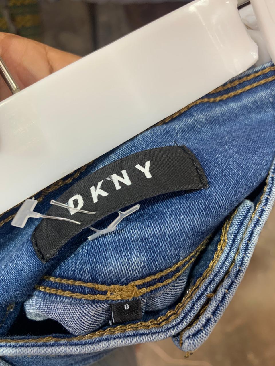 DKNY Girls High-Rise Triple-Button Skinny Jeans - Medium Wash - Size 8 (7-8 Years) AB1